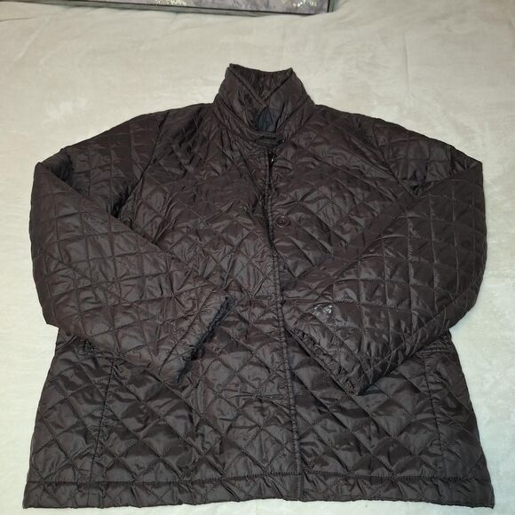 Women's brown quilted Equestrian Tailored Puffer Chore Barn Coat - Picture 2 of 5